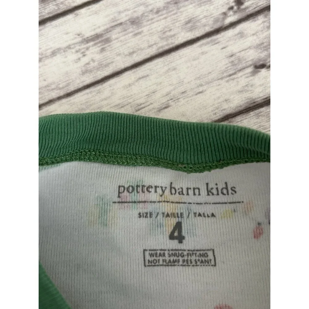 Pottery Barn Kids CHRISTMAS Dino Organic 2 Piece Pajama Set Sz 4‎